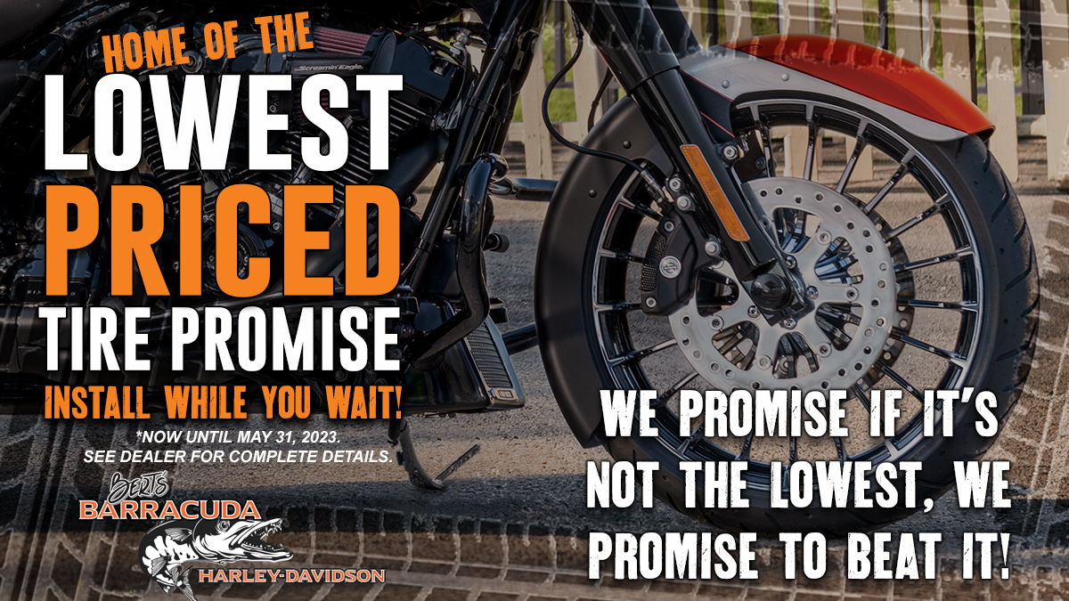 lowest price tire promise at Bert's Harley-Davidson dealership